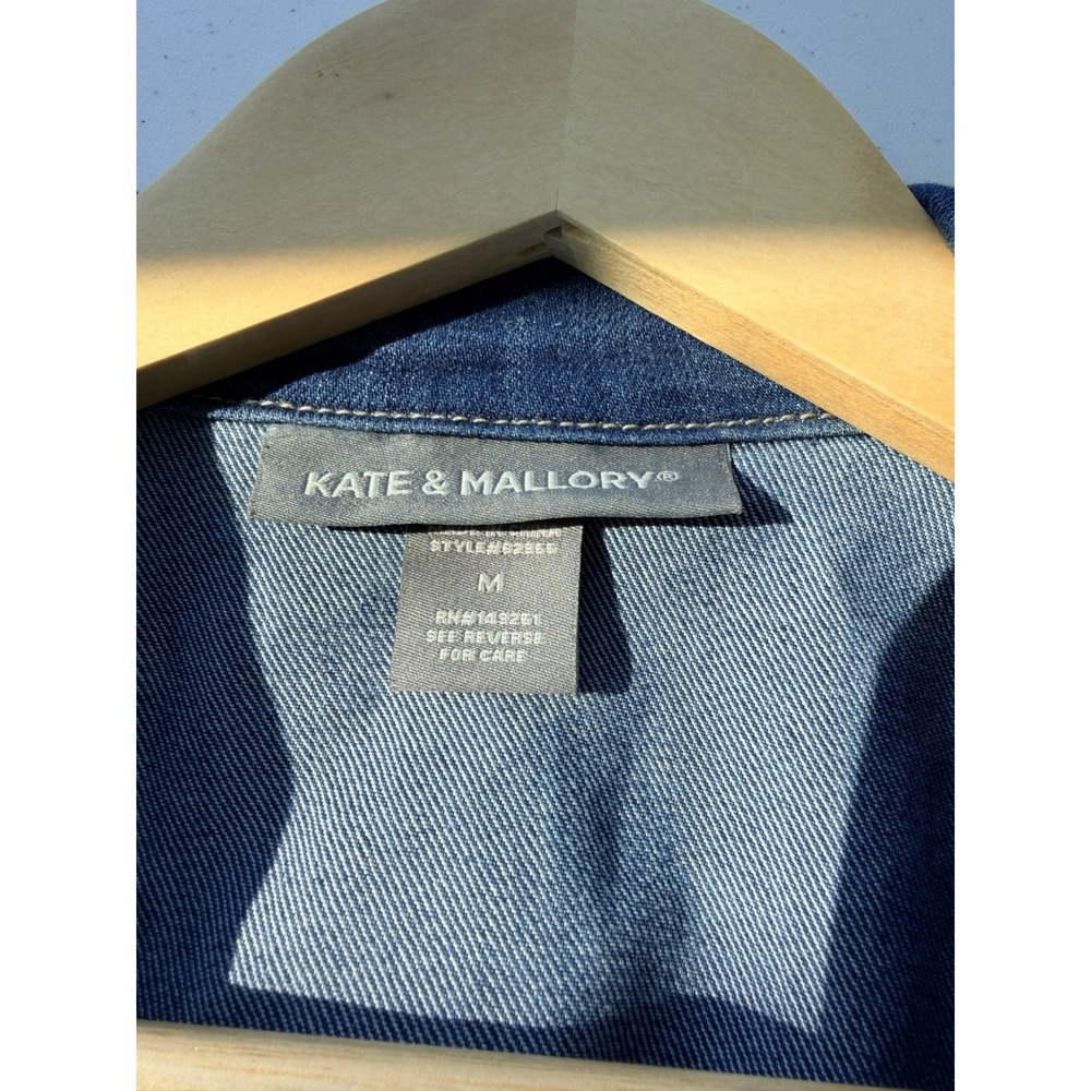 Kate & Mallory Denim Moto Jacket M Asymmetrical Zip Stretch Biker 80s Style - Picture 5 of 9